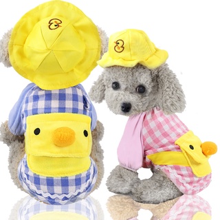 Pet Clothes Spring and Summer Dog Clothes Cat Clothes Cute Duck with Hat Teddy Pet Supplies
