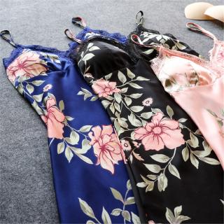 Women's Pajamas Silk Floral 5Pcs Set Satin Lace Nightie Sleepwear Home Clothes For Woman Female Nightwear (5)