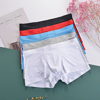 【M-4XL】4 Colors Underwear Men Ice Silk Boxer Shorts Summer Thin Seamless Sexy Breathable Underpants Boxers for men