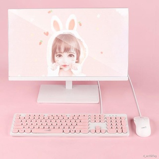 ❍▨9.25 keyboard mouse suit punk fashion shine round key cap office home mouse and keyboard cable set