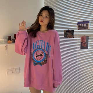 Women Korean Fashion Letter Print Sweatshirt Loose Long Sleeve Sweater Tops (5)