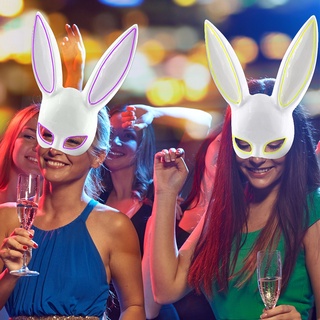 WANG - LED Glowing Rabbit Mask Cosplay Rabbit Mask Costume Birthday Wedding Masquerade Party Mask