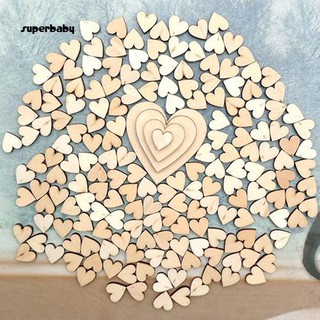COD-100Pcs 4Sizes Mixed Wood Wooden Love Heart Wedding Table Scatter Decor DIY Craft