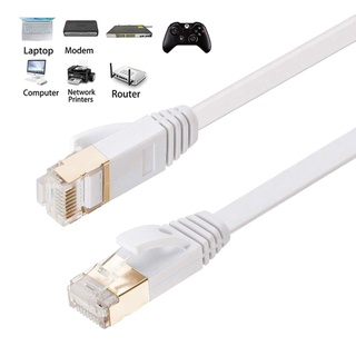 QJ Cat7 Network Connecting Cable Flat Lan Wire Connector Line Wifi 10G High Transmission for Laptop PC TV Network Cord