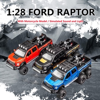 Ford Raptor Diecast Car 1:28 F150 Alloy Off-Road Vehicle 4 Door Can Open Model Toy Children Boy Gift
