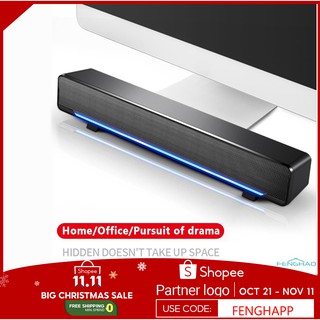 【FH】 USB Wired Computer Speaker Stereo Powerful Music Player Bass Surround Sound Box 3.5mm Audio Input for PC Laptop ❃❁