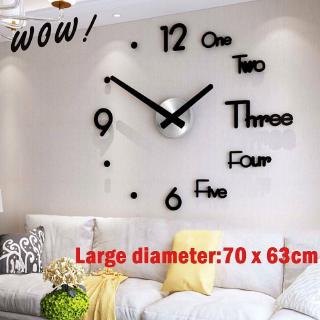 DIY 3D Wall Clock Big Art Clock Sticker Modern Large Mirrors Surface Luxury