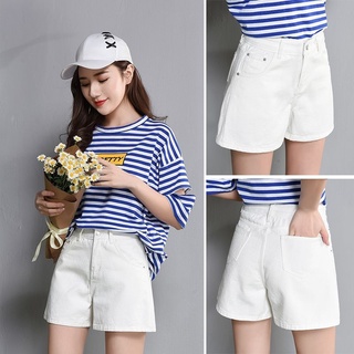 Ladies High waist Demin Shorts Kpop fashion Korean style Light blue and navy and White and black
