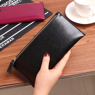 Hot/spot 2021 new style Korean ladies oil wax long wallet zipper leather thin soft leather wallet