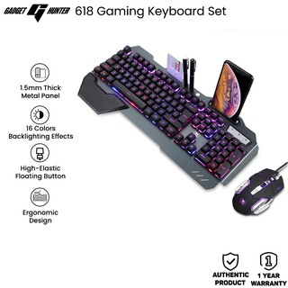 Gadget Hunter 618 Gaming Keyboard and Mouse Set 16 LED Backlight Effects