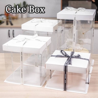 6/8/12inch Transparent Cake Box Lid And Base Plastic Rectangle Cake Packaging Box Organizer Supplies