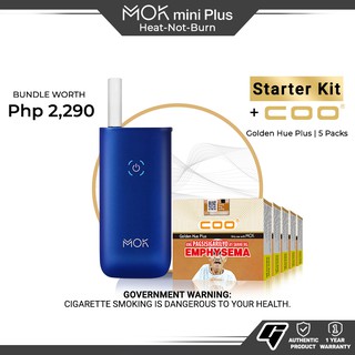 MOK mini Plus (Blue) + COO 5 Packs of Heat-Not-Burn Sticks (Golden Hue Plus)