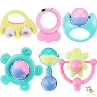 【Kiss】6Pcs/set Rattle Teether Set Baby Toys Shake Grap Baby Hand Rattle Infant Rattle Educational Toy Safe