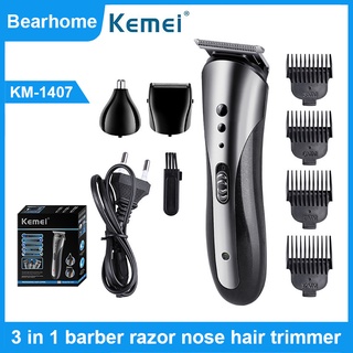 KM-1407 All in1 Rechargeable Hair Trimmer Waterproof Wireless Electric Shaver Beard Nose Ear Shaver