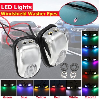 ♟5 Colors LED LightsWindshield Jet Spray Nozzle Wiper Washer Eyes Lamp Universal