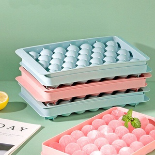 Round Ice Tray With Lid Plastic Mold Refrigerator Spherical Box Kitchen Tools