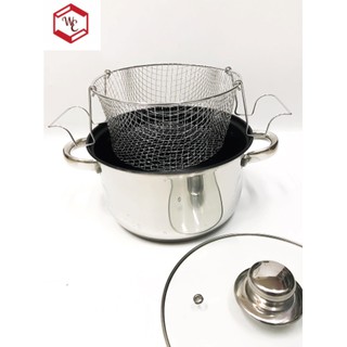 Stainless Non- Stick Deep Fryer Pot with Strainer and Glass Cover ( 20 cm )