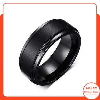 Men's 8MM Black Ring High Polish Matte Finish Tungsten Beveled Rings