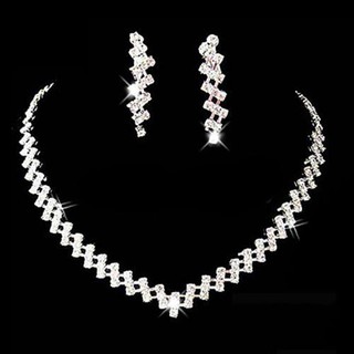 ‴Bridal Wedding Prom Jewelry Shiny Rhinestone Elegant Necklace Earring Set Gift