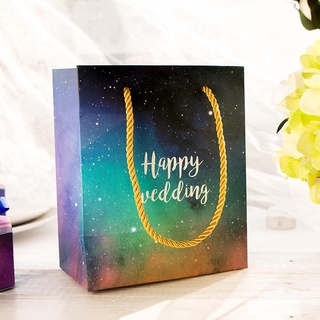 5pcs 18*15*8.5cm Fashion Gift Paper Bag Candy Chocolate Small Gift Box HAPPY WEDDING Stuff Carrier