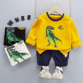 Ready Stock Boy s suit autumn clothing 2020 new children s cotton Korean version of the spring and autumn children handsome and fashionable two-piece children s clothing