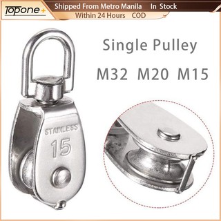 M15 M20 M32 Stainless Steel Single Pulley Swivel Lifting Rope Crane Fixed Pulley Lifting Wheel Tool