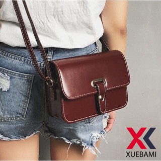 「XUEBAMI」 Ladies Pure Leather Shinny Vintage Sling Bag