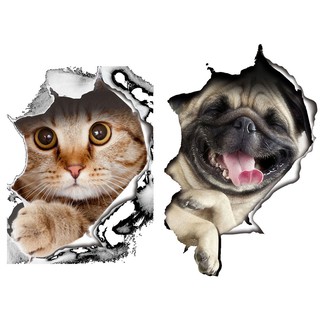 Funny Cat Dog Toilet Seat Cover Lid Sticker Bathroom Wall Art Decoration Decal
