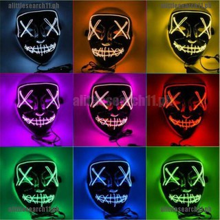 【search11】Neon Stitches Mask LED Wire Light Up Costume Party Purge Halloween C