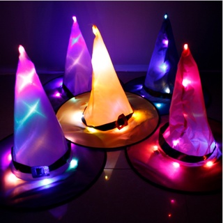 Halloween Hat Ghost Festival Party Decoration Props LED Luminous Witch Hat Magician Witch Hat Wizard