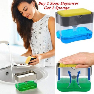 Roger Soap Dispenser Pump Sponge Box Holder Dishwash Dispenser Kitchen Tools Soap Pump Liquid Sponge