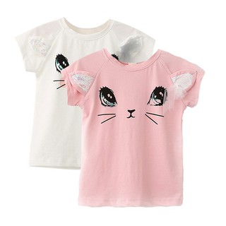 Baby Girls Summer Cute Cat Pattern T-shirt