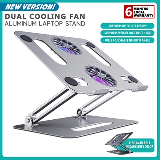 Full Aluminum Laptop Stand with Dual Cooling Fan and Fully Adjustable Height and Angle Laptop Stand