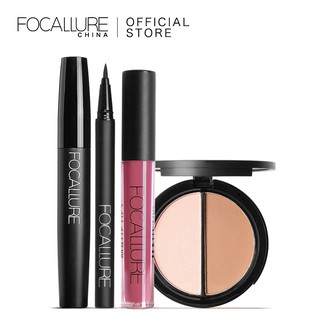 FOCALLURE 4 Pcs Makeup set Eyeliner Mascara Lipstick Kit