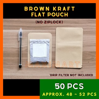 50 pcs Brown Kraft Flat Pouch Aluminum Foil Coffee Drip Bag Single Packaging Dripper Filter Bags