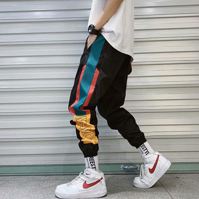 Hip Hop Streetwear Men's Joggers Pants Casual Cargo Pant Trousers Elastic Waist Harem Pant (1)