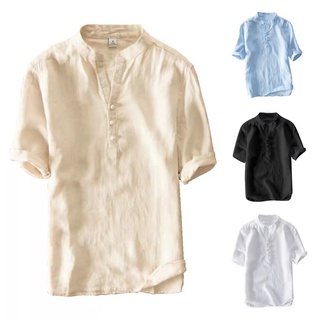 Chinese Collar Polo for Men Short Sleeve Cotton 4 Colors SIze M to XL
