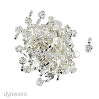 100 Pieces Silver White Heart Glue On Bails Setting For Necklaces Pendant