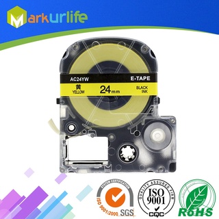 1 Pack SC24Y Yellow Label Black Text 24mm Printer lable Tape Compatible EPSON Label Printer Ribbon,