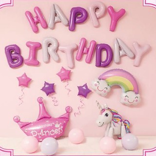 Unicorn Party Supplies Happy Birthday Letter Ballloons Set Party Decorations Balloons