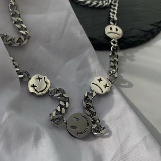 Smiley expression chain link necklace men and women hip hop
