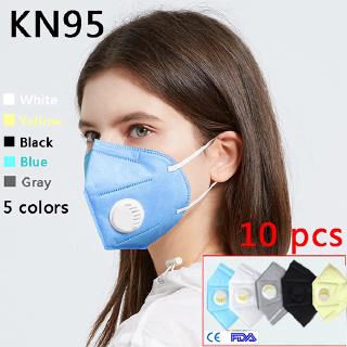 10 PCS New Colors KN95 5 Layer Waterproof Mask Reusable Mask Activated N95 Dust Mask Face Mask