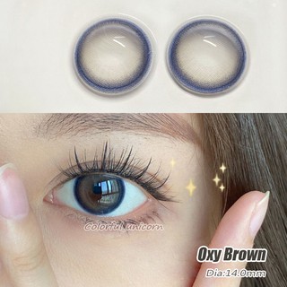 【grade lens】Myopia contact lenses 2pcs Soft Colored Contact lens Yearly use Grade 0.00 -8.00 graded Oxy Brown