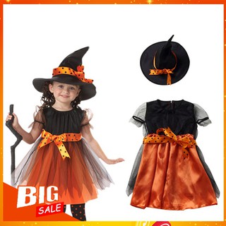 Girls Halloween Dresses Chiffon Cover Witch Costumes (1)