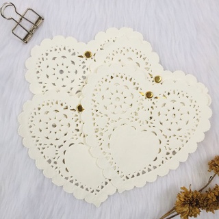 White Round and Heart Paper Doilies