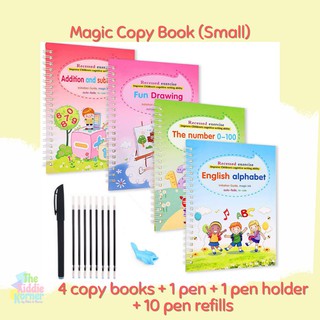Magic Copybooks - 4 books + 1 pen + 1 pen holder + 10 refills (Ready Stock available)