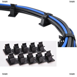 (Cei)Black 10 Pcs Adhesive Backed Nylon Wire Adjustable Cable Clips Clamps 16Mm