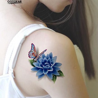 🆒COD 2 Pcs 3D Body Art DIY Stickers Temporary Tattoo Butterfly Flower Feather Sticker (8)
