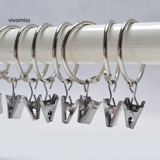 Vs❀ 12Pcs Metal Shower Curtain Open Rings Bathroom Drape Hook Hanger Loop Clip Clamp
