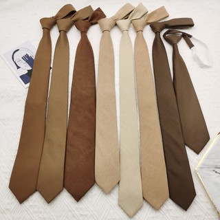 Brown Retro Khaki Brown Light Champagne Apricot Brown Solid Color Hand Tie Women's Long College Styl (1)